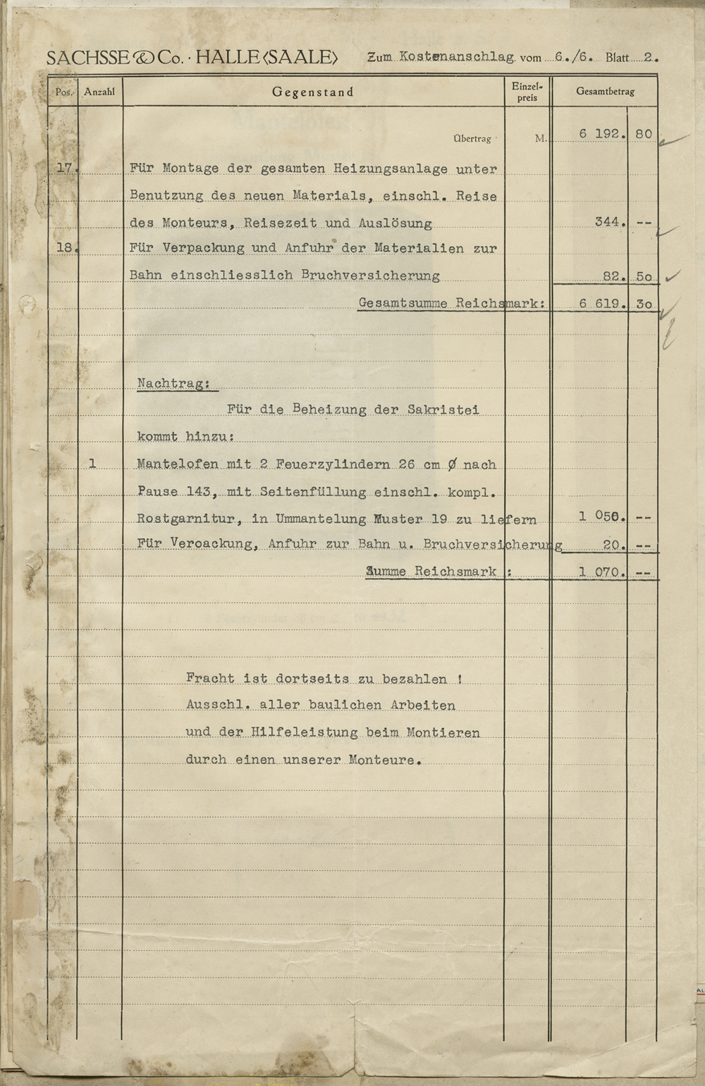 Kostenanschlag Heizung Seite 2